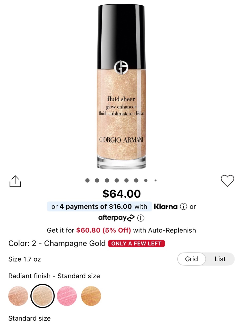 Giorgio Armani Fluid Sheer Glow Enhancer - Champagne Gold Shimmer